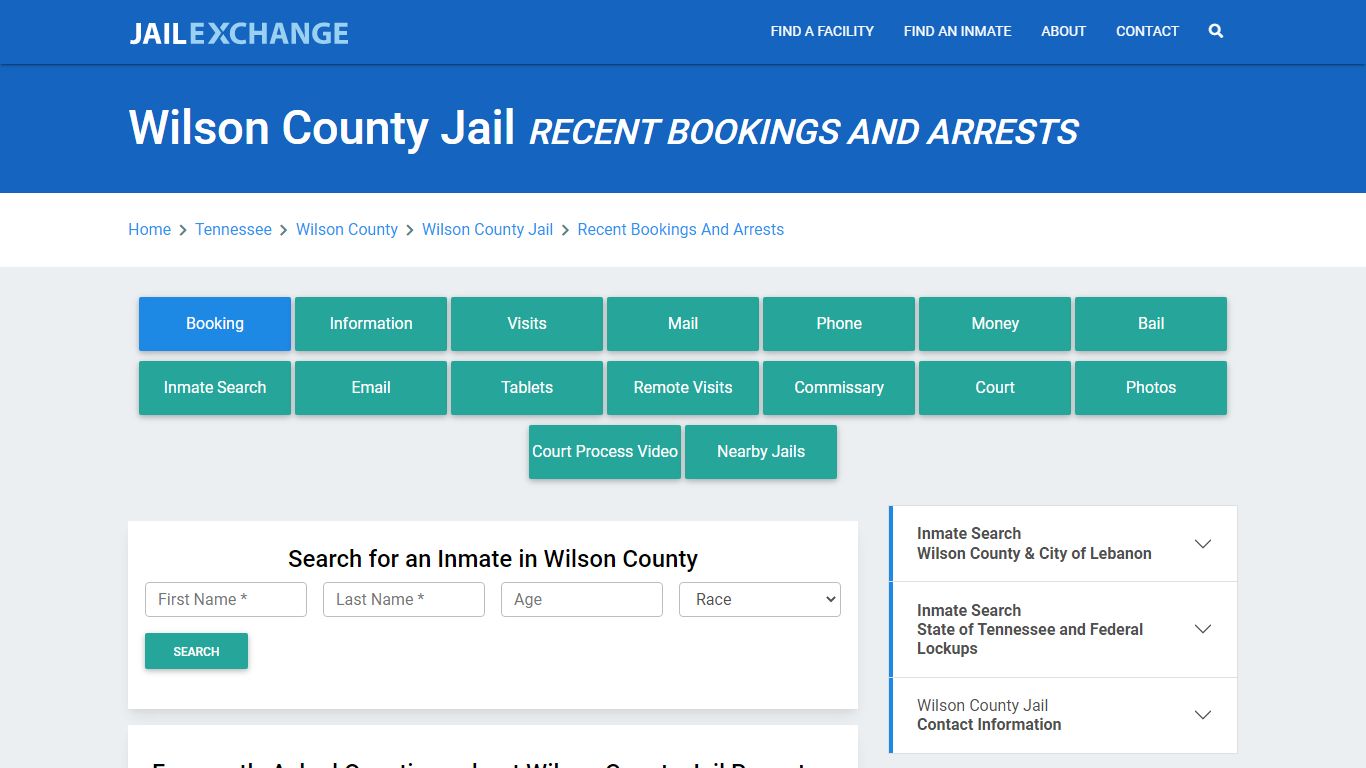 Wilson County Jail TN Recent Arrests and Bookings - Jail Exchange