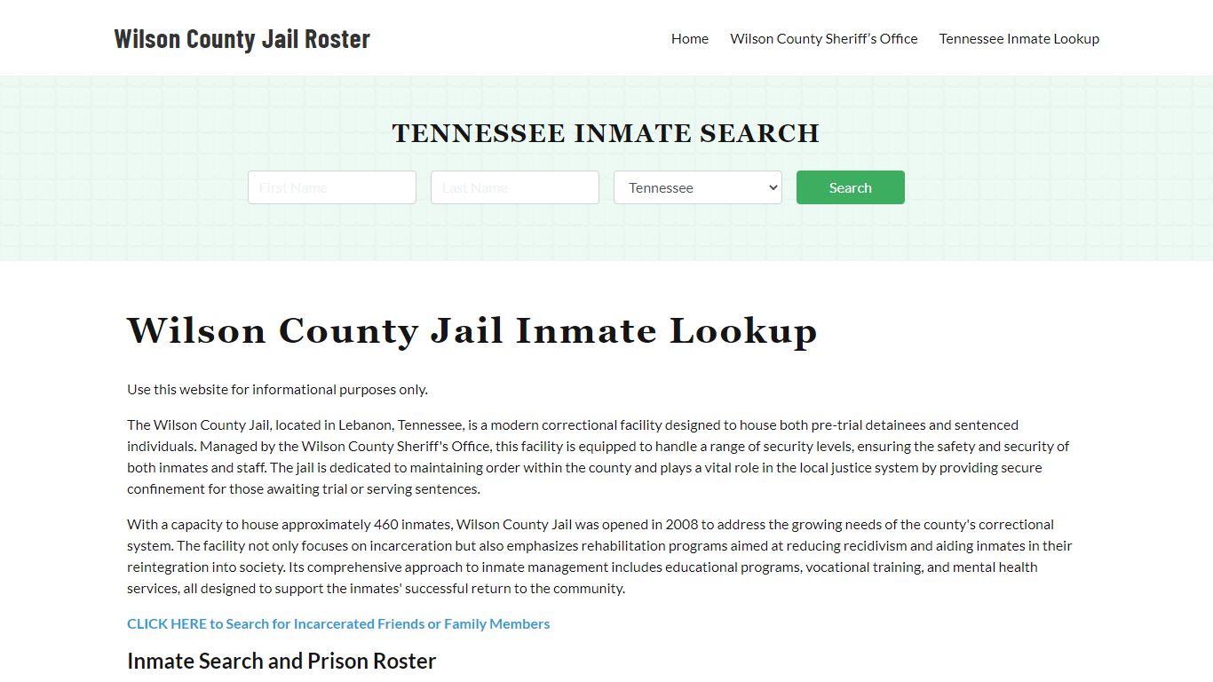 Wilson County Jail Roster Lookup, TN, Inmate Search