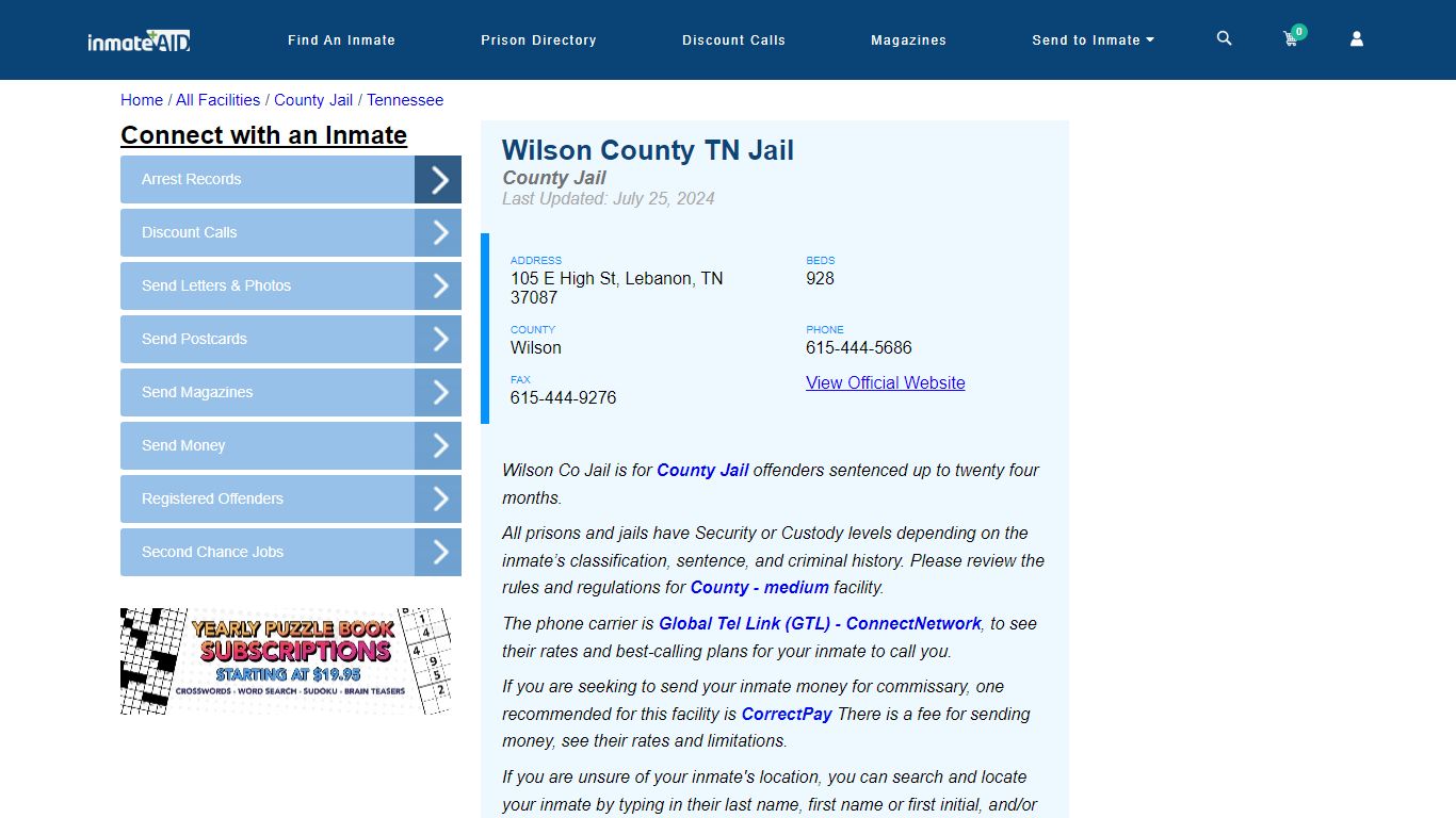 Wilson County TN Jail - Inmate Locator